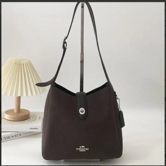 COACH Hadley Convertible Crossbody Bag Suede CW004 Espresso Outlet New - Picture 1 of 9